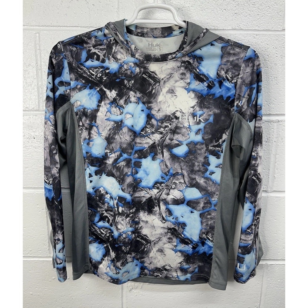 Huk Icon X Sun Hoodie Blue Mossy Oak Fracture / Men's‎ Small